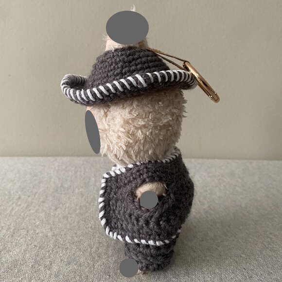 Handmade Crochet Cute Grey White Western Cowboy Outfit for 17cm Doll 5-Piece Set - Picture 2 of 6